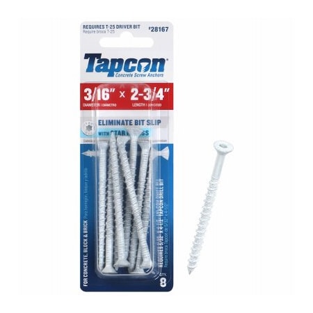 Itw Tapcon Concrete Screw, Steel 28167